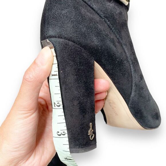 Sam Edelman Rita, Black Suede Booties, Block Heeled Buckle Boots, Women’s Size 7 - Picture 8 of 10